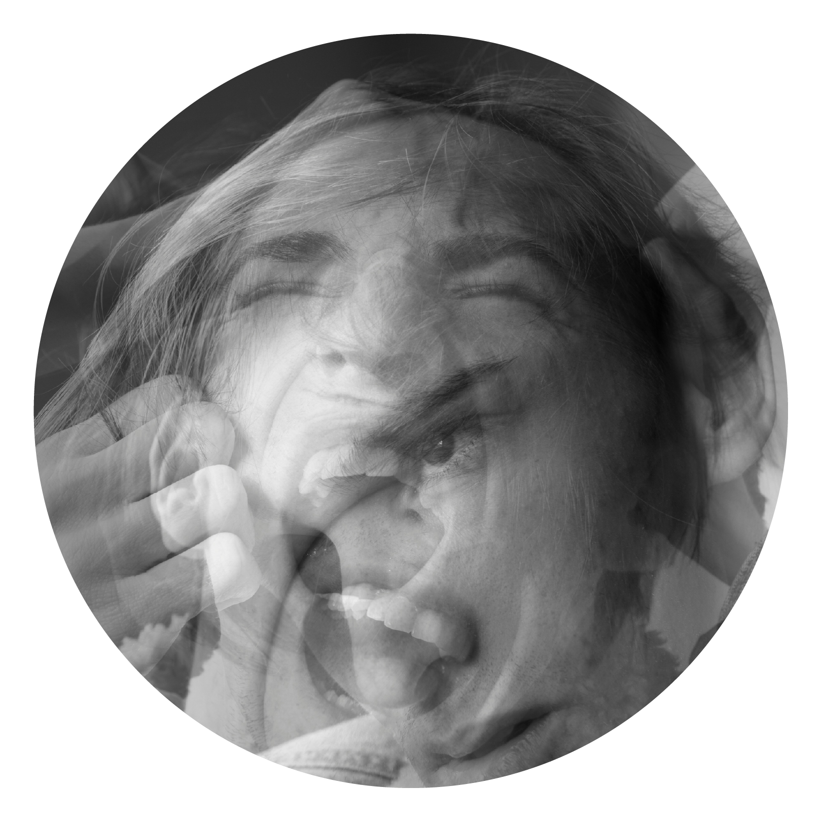 a blurry mashup of multiple angry faces to show the range of human emotion